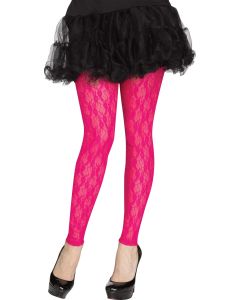 80s Hot Pink Lace Leggings