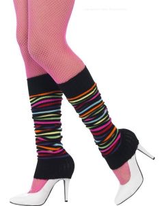 Leg Warmers Neon Striped Black