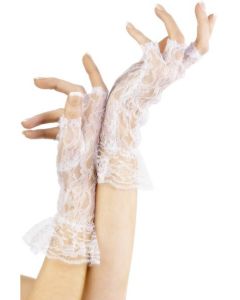 Short Lace Gloves White