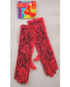 Neon Lace Gloves Pink