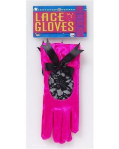 Pink Satin Lace Gloves
