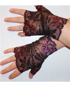 80's Pink Flower Lace Gloves