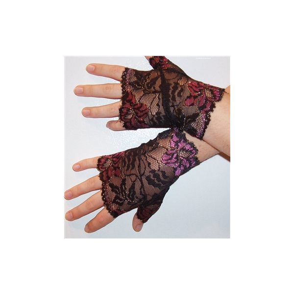 80's Pink Flower Lace Gloves
