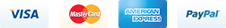Visa, MasterCard, American Express and PayPal